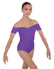 Solid Lycra Off The Shoulder Cap Sleeve Leotard