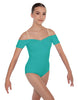 Solid Lycra Off The Shoulder Cap Sleeve Leotard