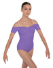 Solid Lycra Off The Shoulder Cap Sleeve Leotard