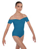 Solid Lycra Off The Shoulder Cap Sleeve Leotard