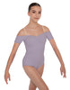 Solid Lycra Off The Shoulder Cap Sleeve Leotard