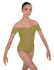 Solid Lycra Off The Shoulder Cap Sleeve Leotard