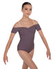 Solid Lycra Off The Shoulder Cap Sleeve Leotard