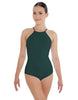 Solid Lycra Halter Leotard Covered Back