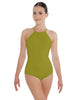 Solid Lycra Halter Leotard Covered Back