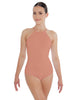 Solid Lycra Halter Leotard Covered Back