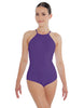 Solid Lycra Halter Leotard Covered Back