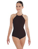 Solid Lycra Halter Leotard Covered Back