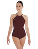 Solid Lycra Halter Leotard Covered Back
