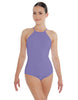 Solid Lycra Halter Leotard Covered Back