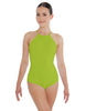 Solid Lycra Halter Leotard Covered Back