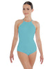 Solid Lycra Halter Leotard Covered Back