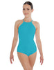 Solid Lycra Halter Leotard Covered Back