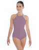 Solid Lycra Halter Leotard Covered Back