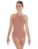 Solid Lycra Halter Leotard Covered Back