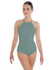 Solid Lycra Halter Leotard Covered Back