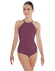 Solid Lycra Halter Leotard Covered Back