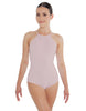 Solid Lycra Halter Leotard Covered Back