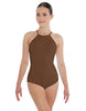 Solid Lycra Halter Leotard Covered Back