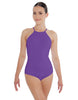 Solid Lycra Halter Leotard Covered Back