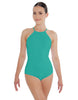 Solid Lycra Halter Leotard Covered Back