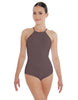 Solid Lycra Halter Leotard Covered Back