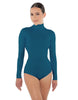 Solid Lycra TNeck LS Leotard Triangle Back