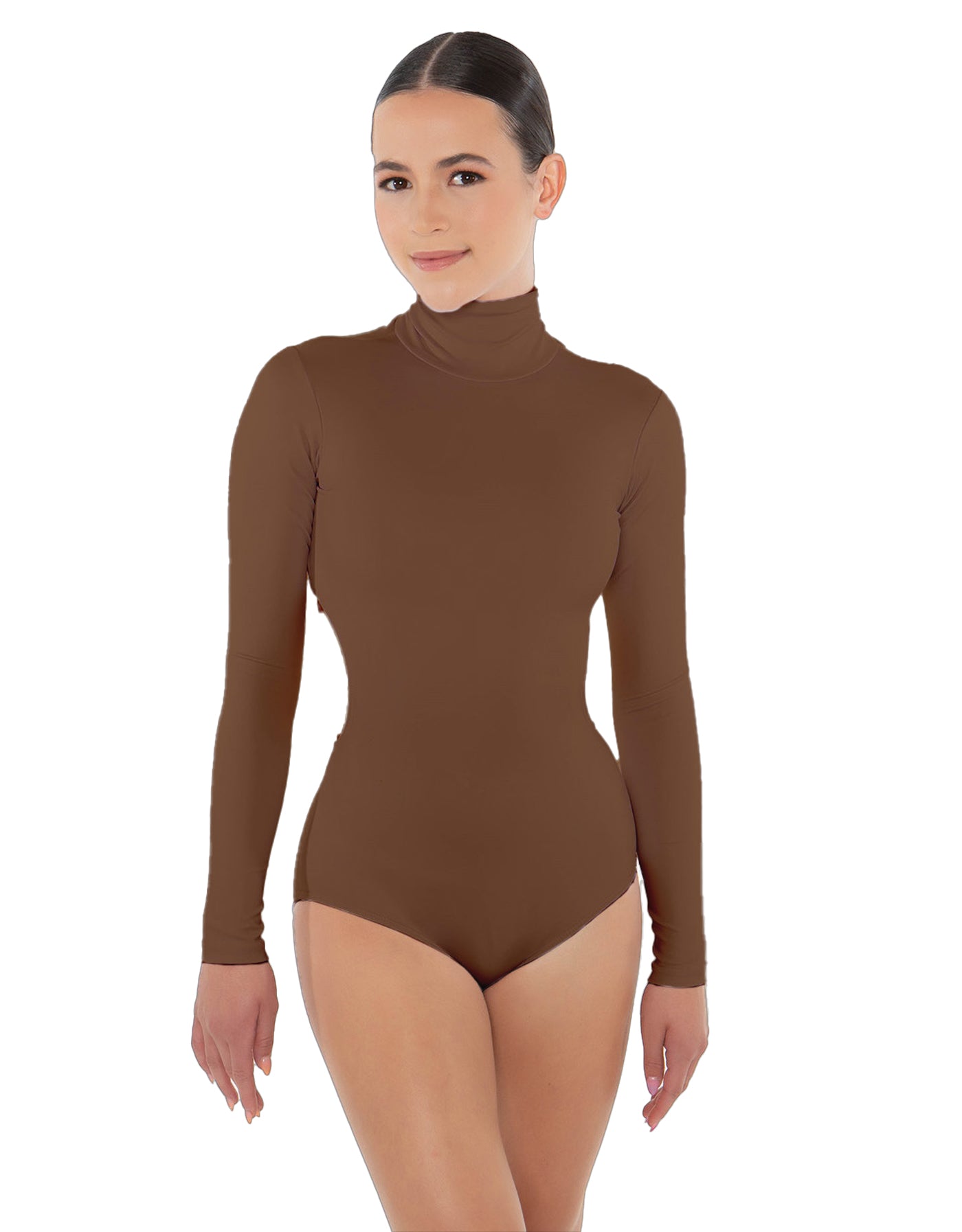 Solid Lycra TNeck LS Leotard Triangle Back