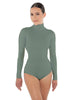 Solid Lycra TNeck LS Leotard Triangle Back