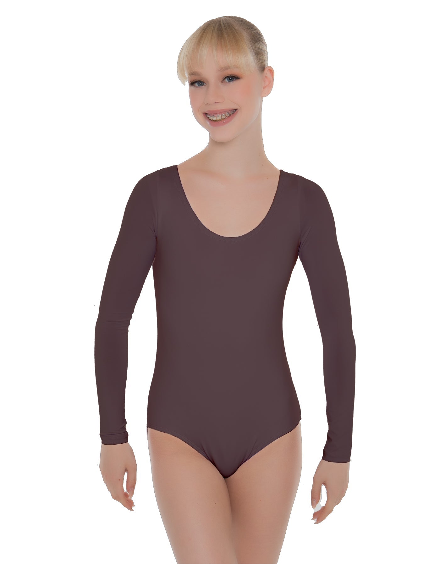 Solid Lycra LS Open Back Leotard