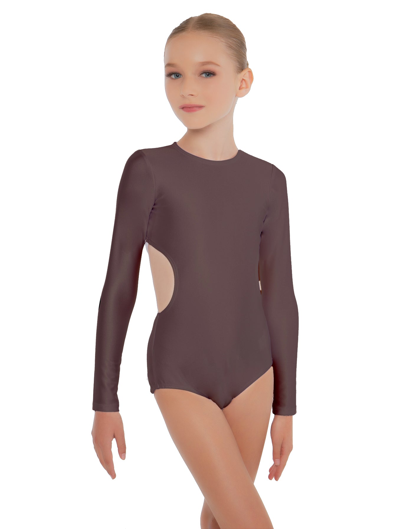 Solid Lycra LS Leotard Triangle Back