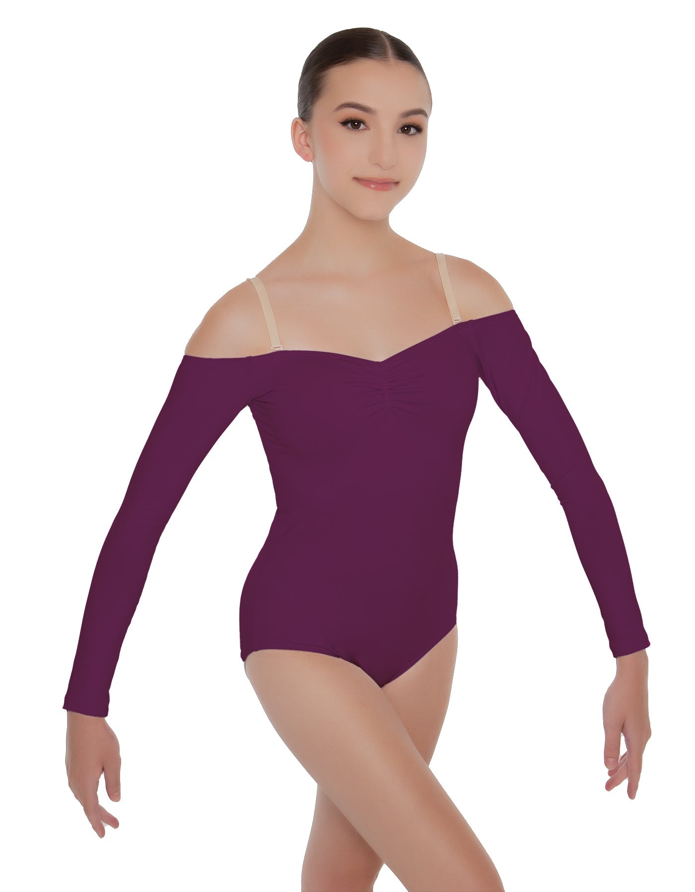 Solid Lycra Off The Shoulder LS Leotard