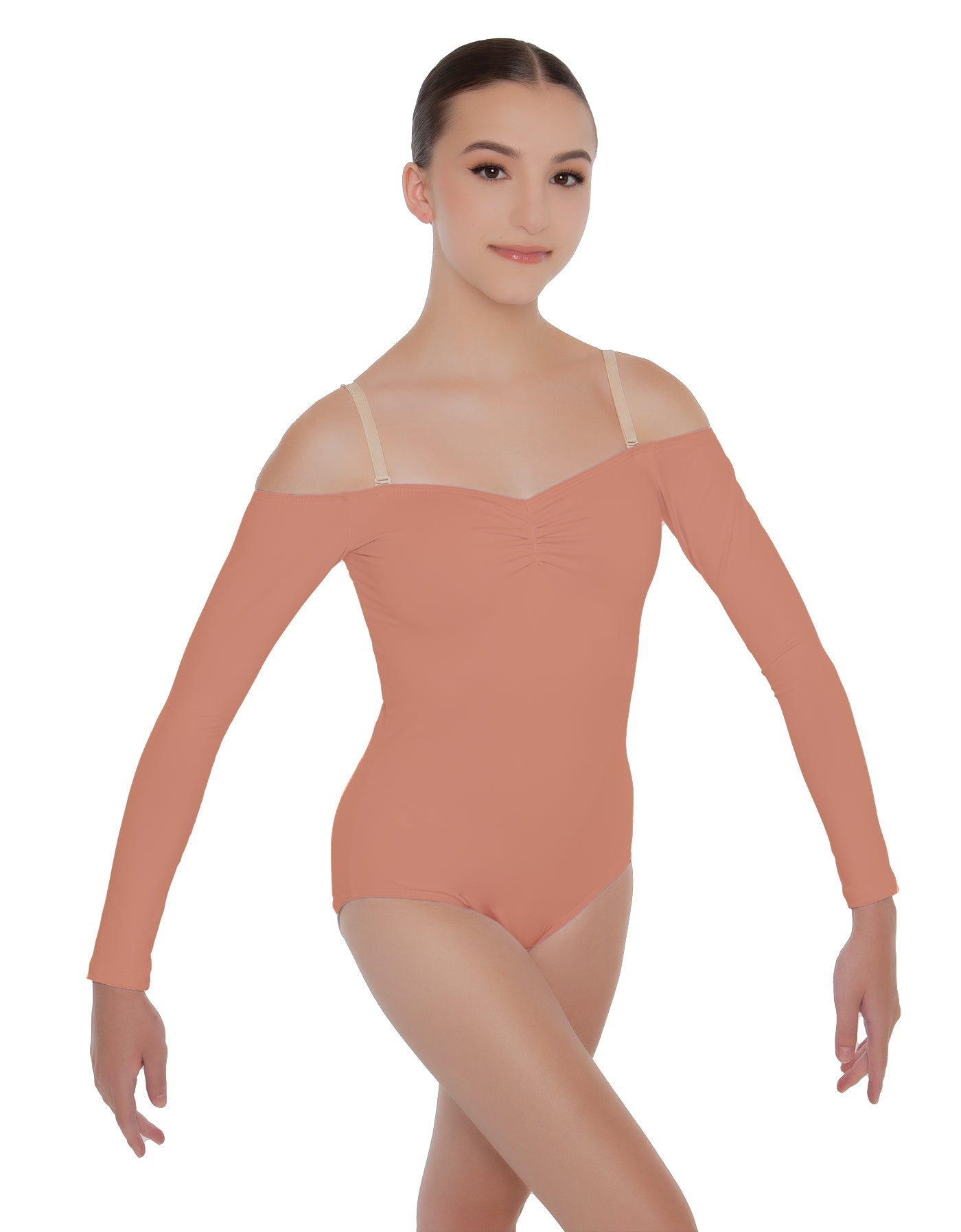 Solid Lycra Off The Shoulder LS Leotard