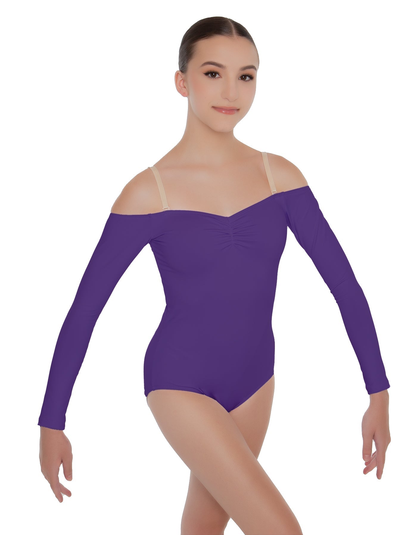 Solid Lycra Off The Shoulder LS Leotard