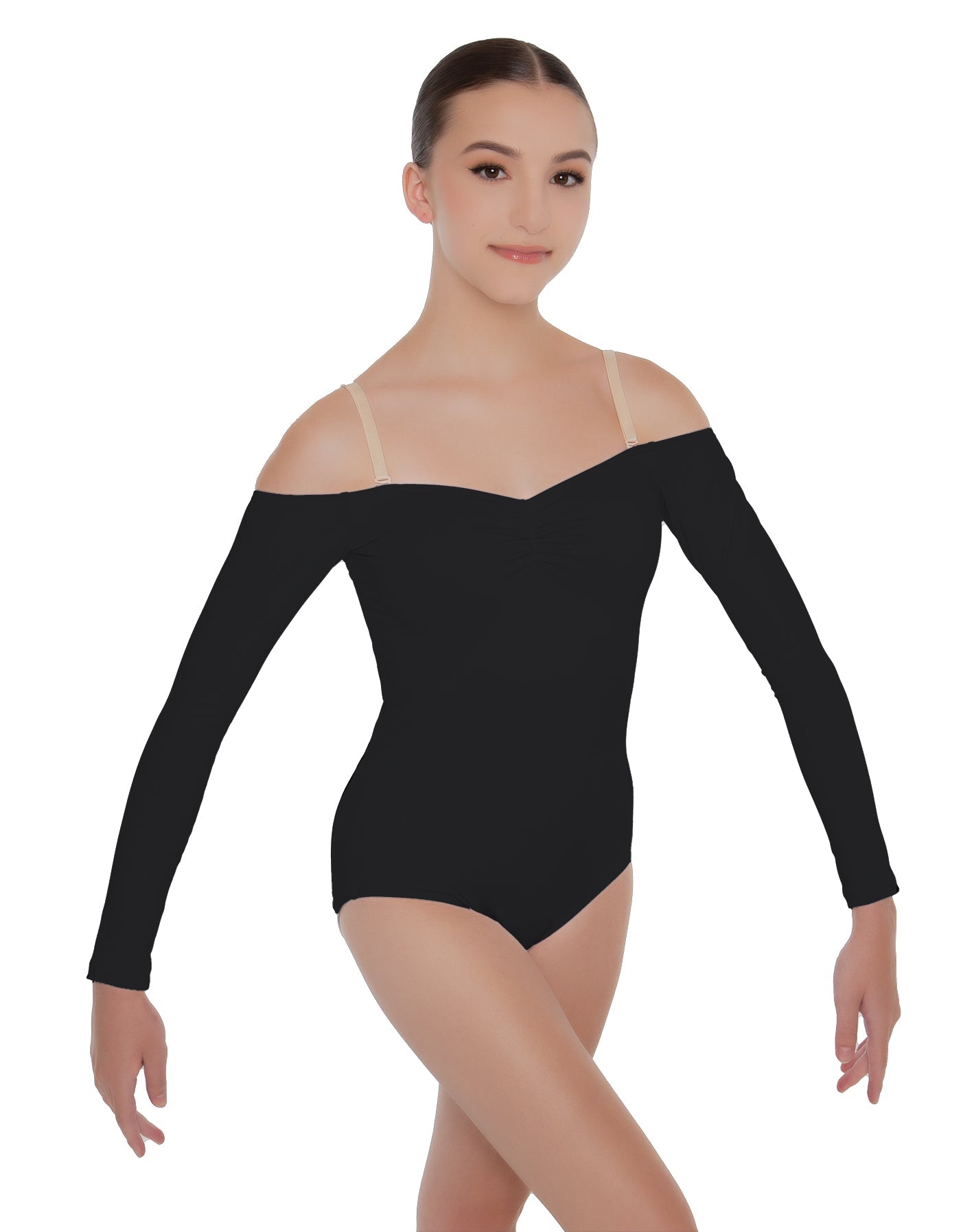 Solid Lycra Off The Shoulder LS Leotard