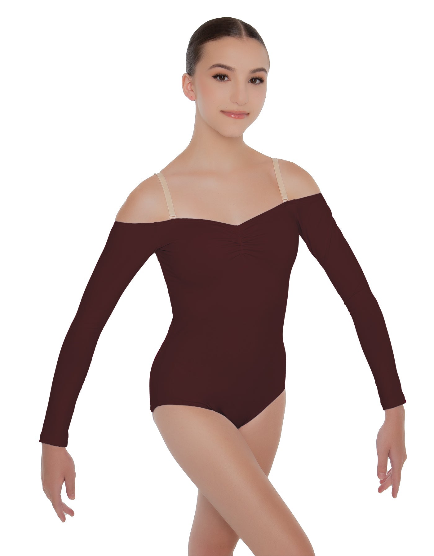 Solid Lycra Off The Shoulder LS Leotard