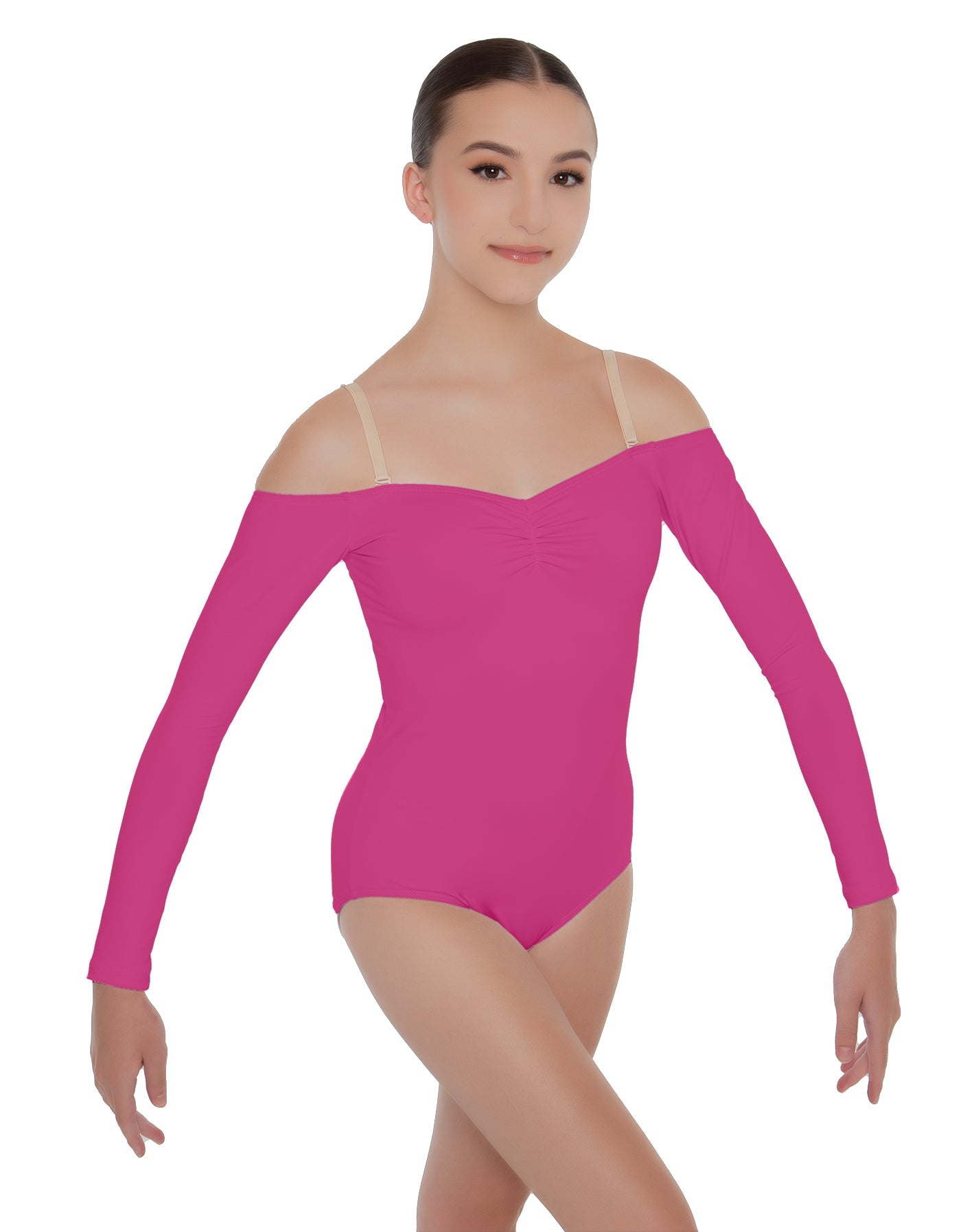 Solid Lycra Off The Shoulder LS Leotard