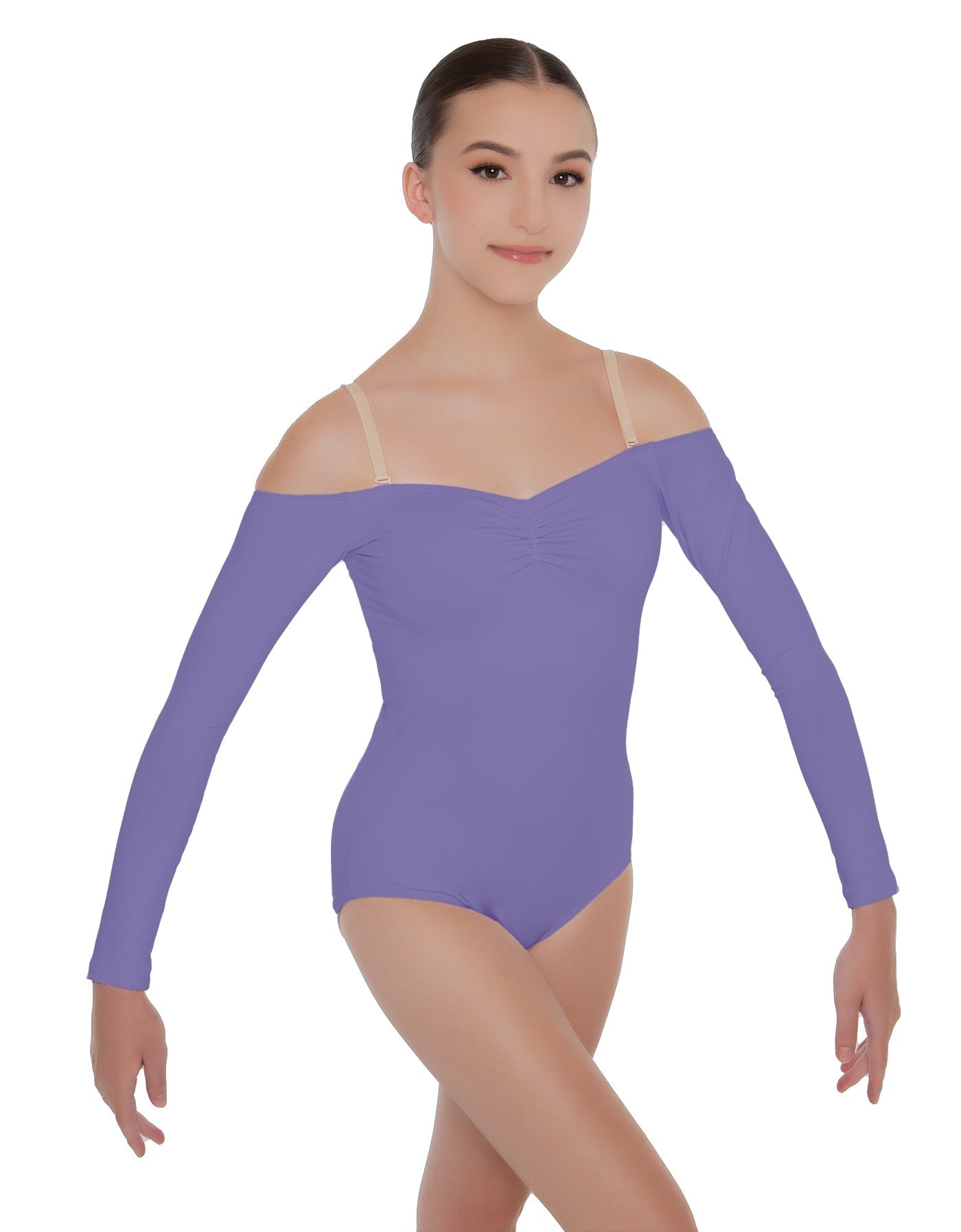 Solid Lycra Off The Shoulder LS Leotard