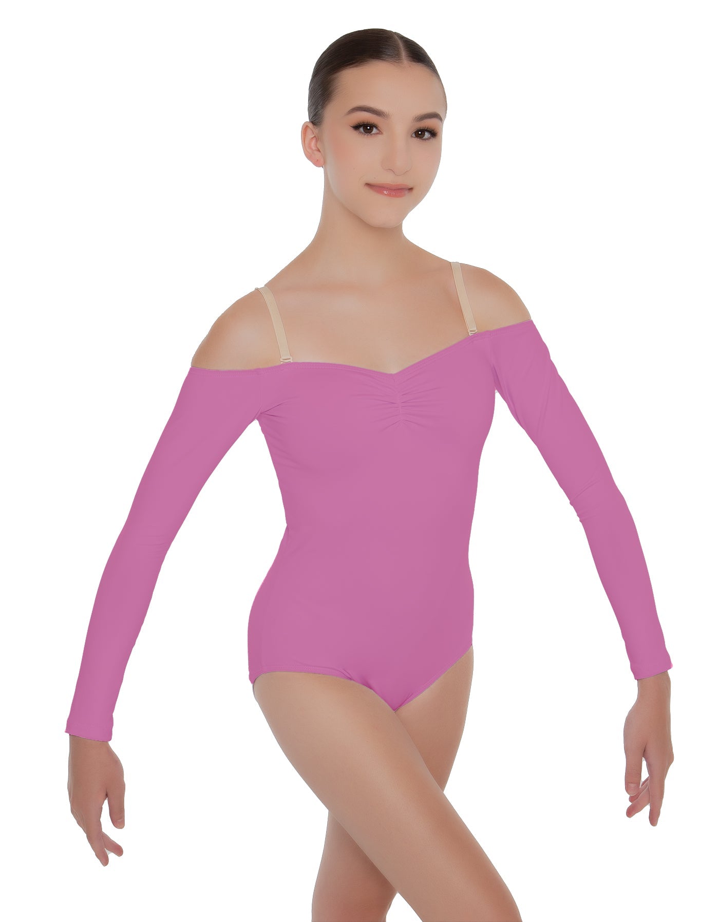 Solid Lycra Off The Shoulder LS Leotard