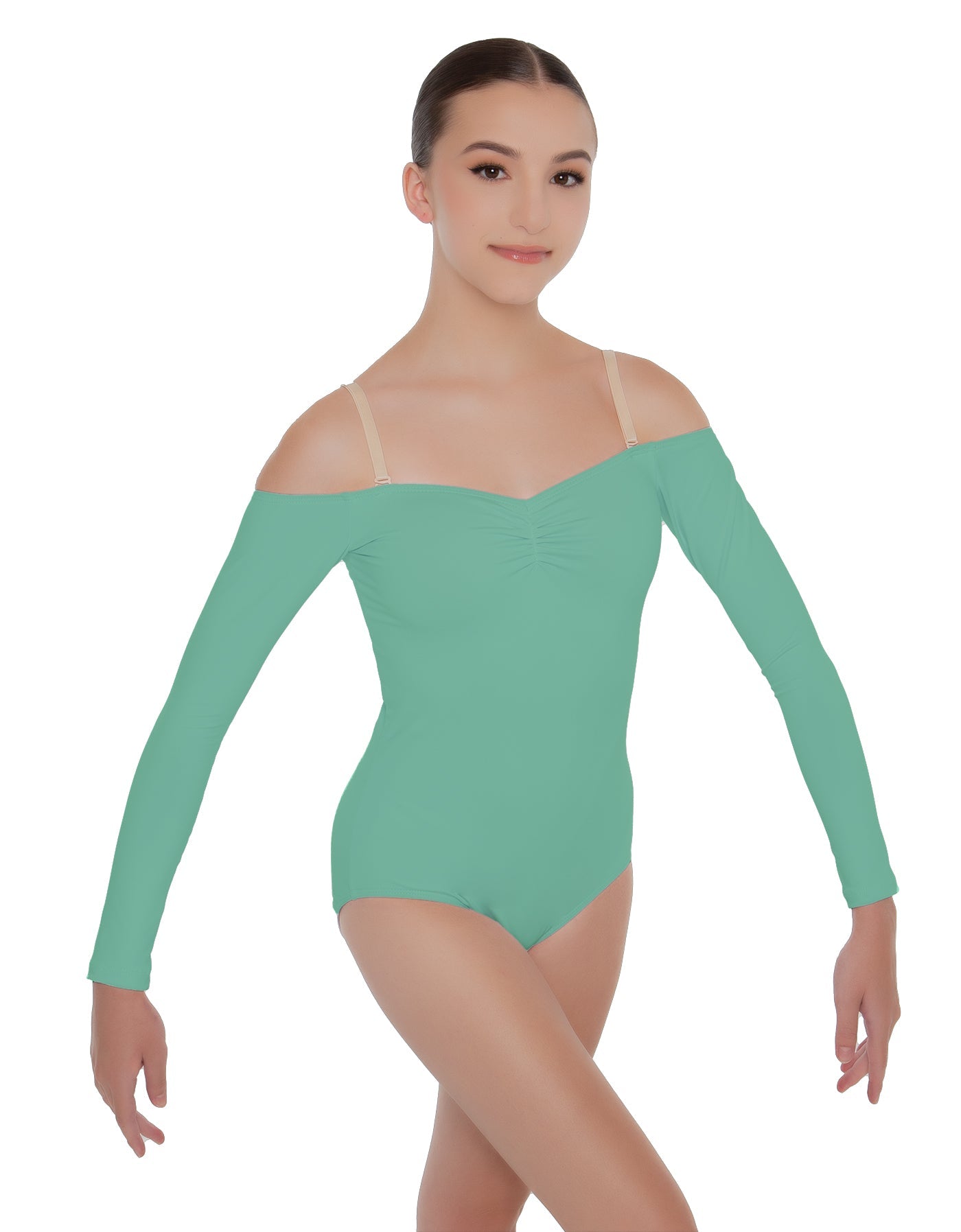 Solid Lycra Off The Shoulder LS Leotard