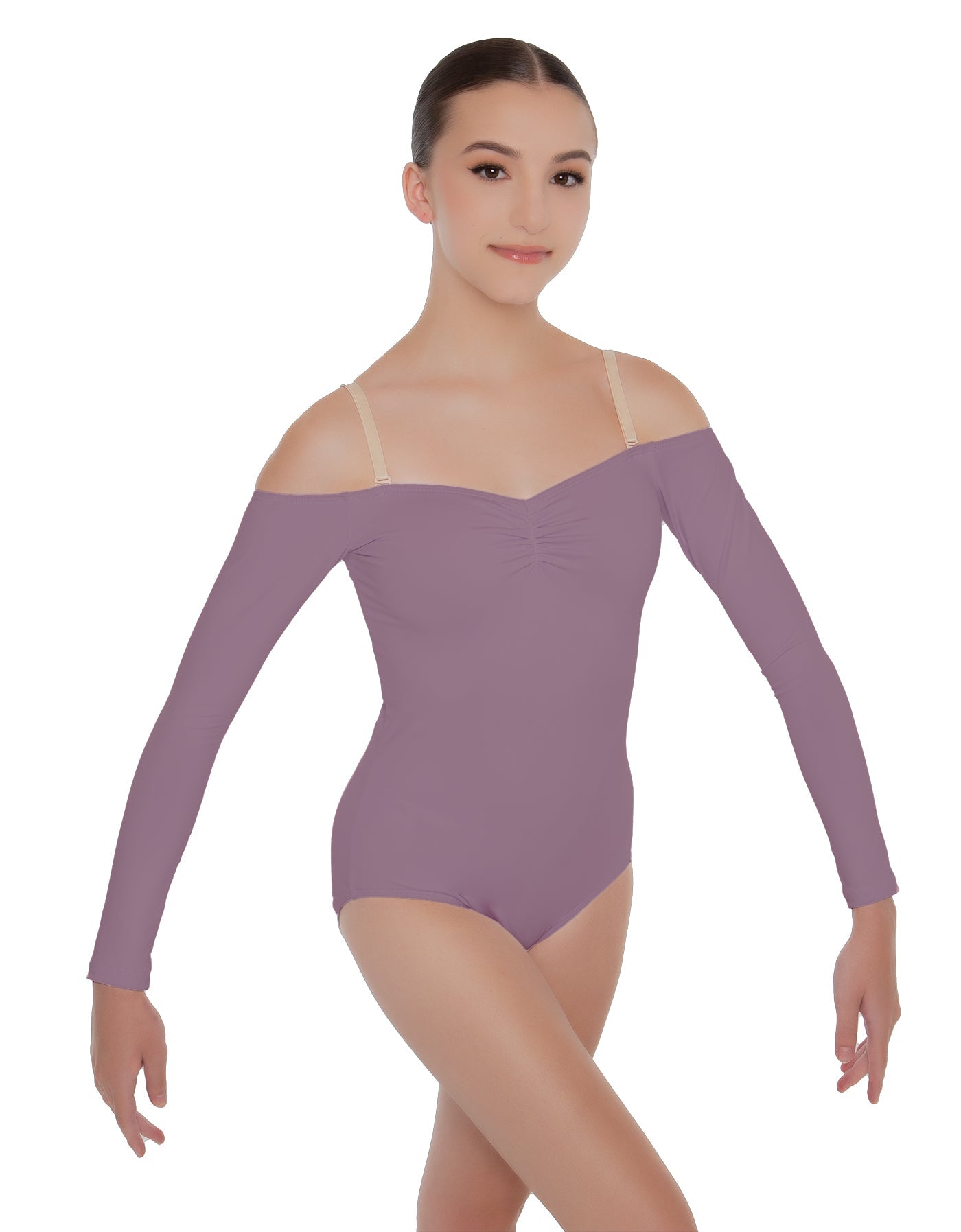 Solid Lycra Off The Shoulder LS Leotard