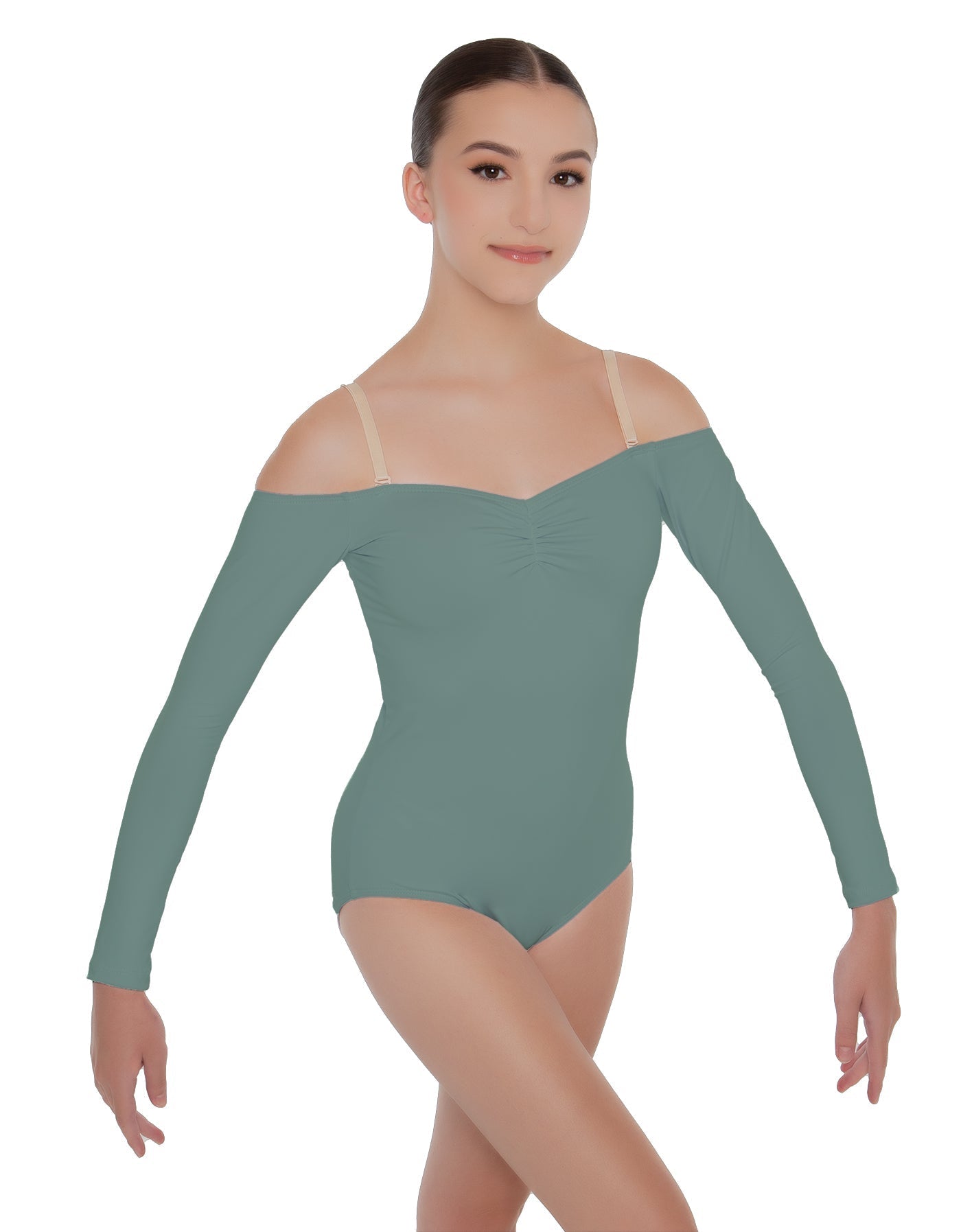 Solid Lycra Off The Shoulder LS Leotard