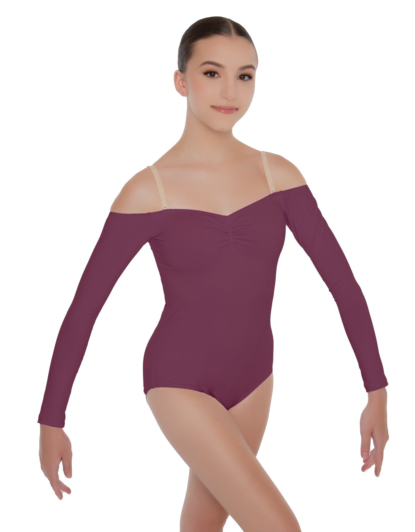 Solid Lycra Off The Shoulder LS Leotard