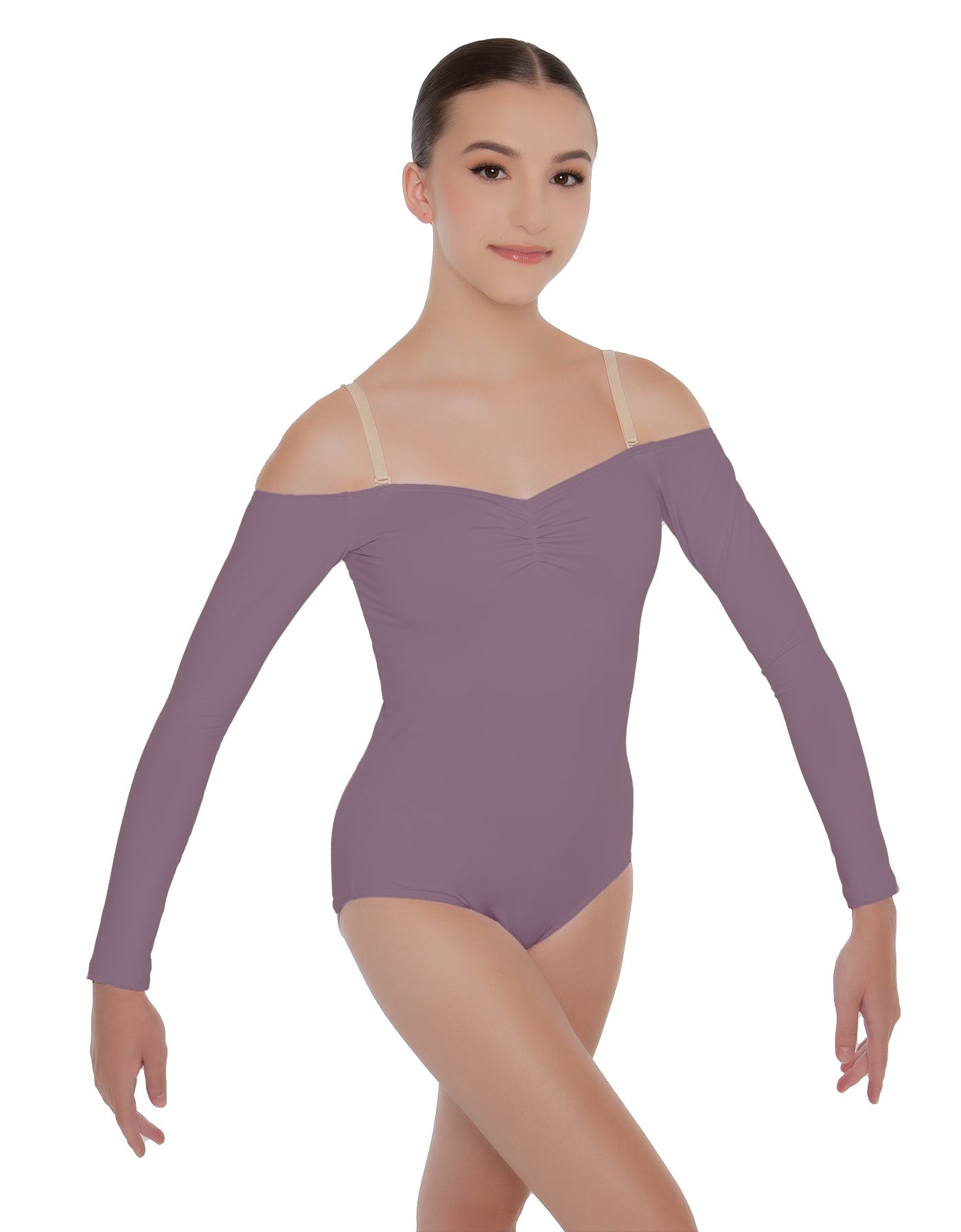 Solid Lycra Off The Shoulder LS Leotard