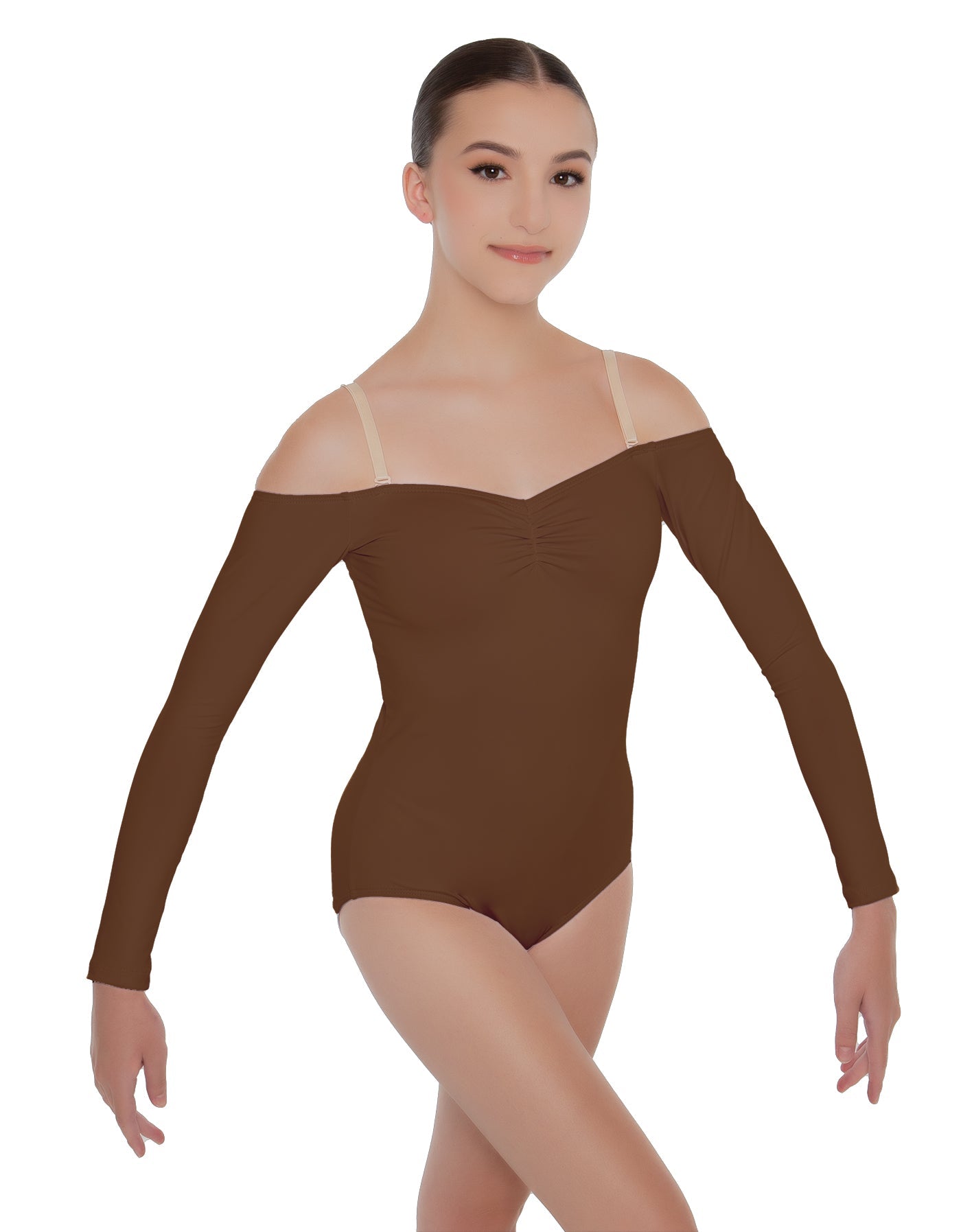 Solid Lycra Off The Shoulder LS Leotard