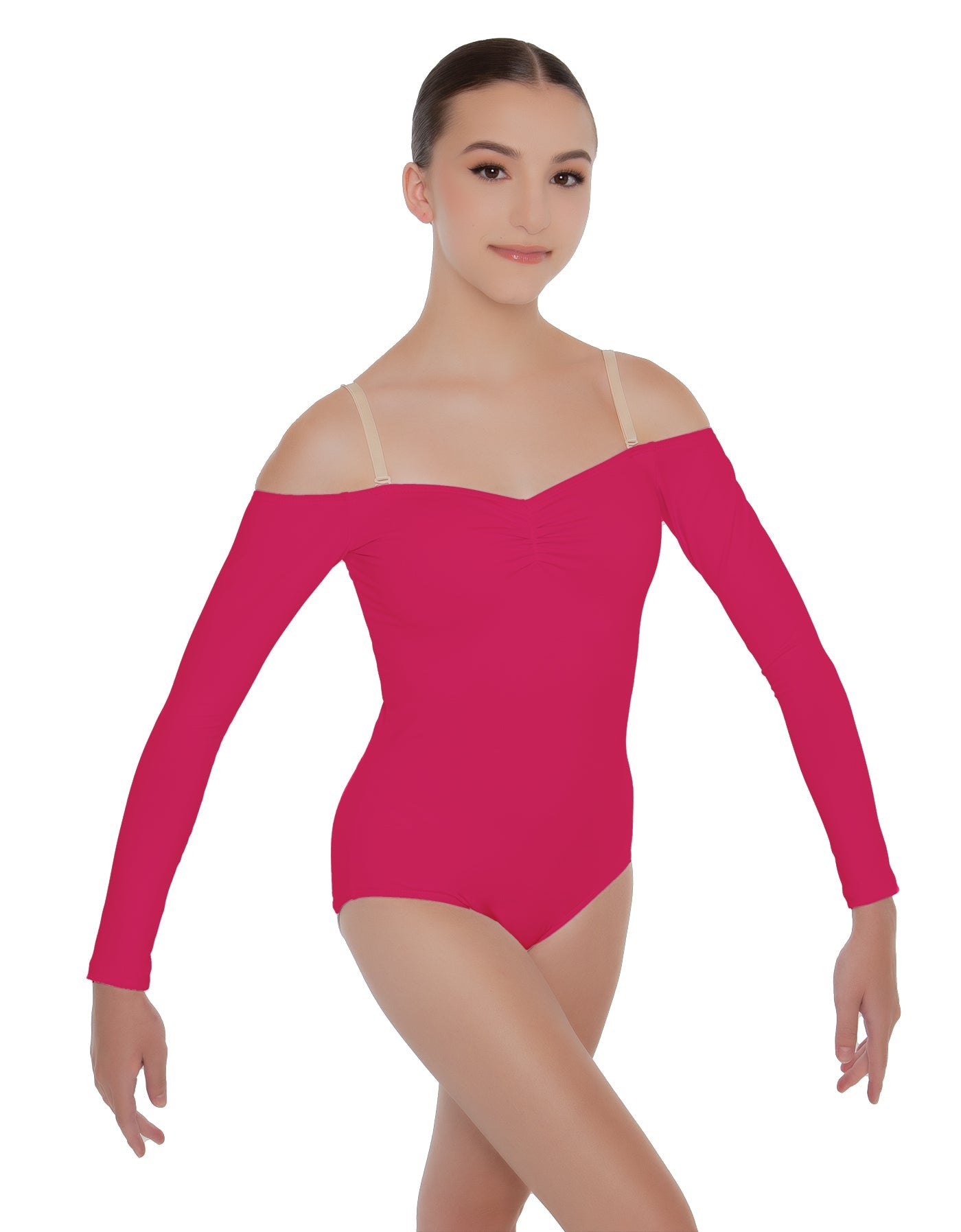 Solid Lycra Off The Shoulder LS Leotard