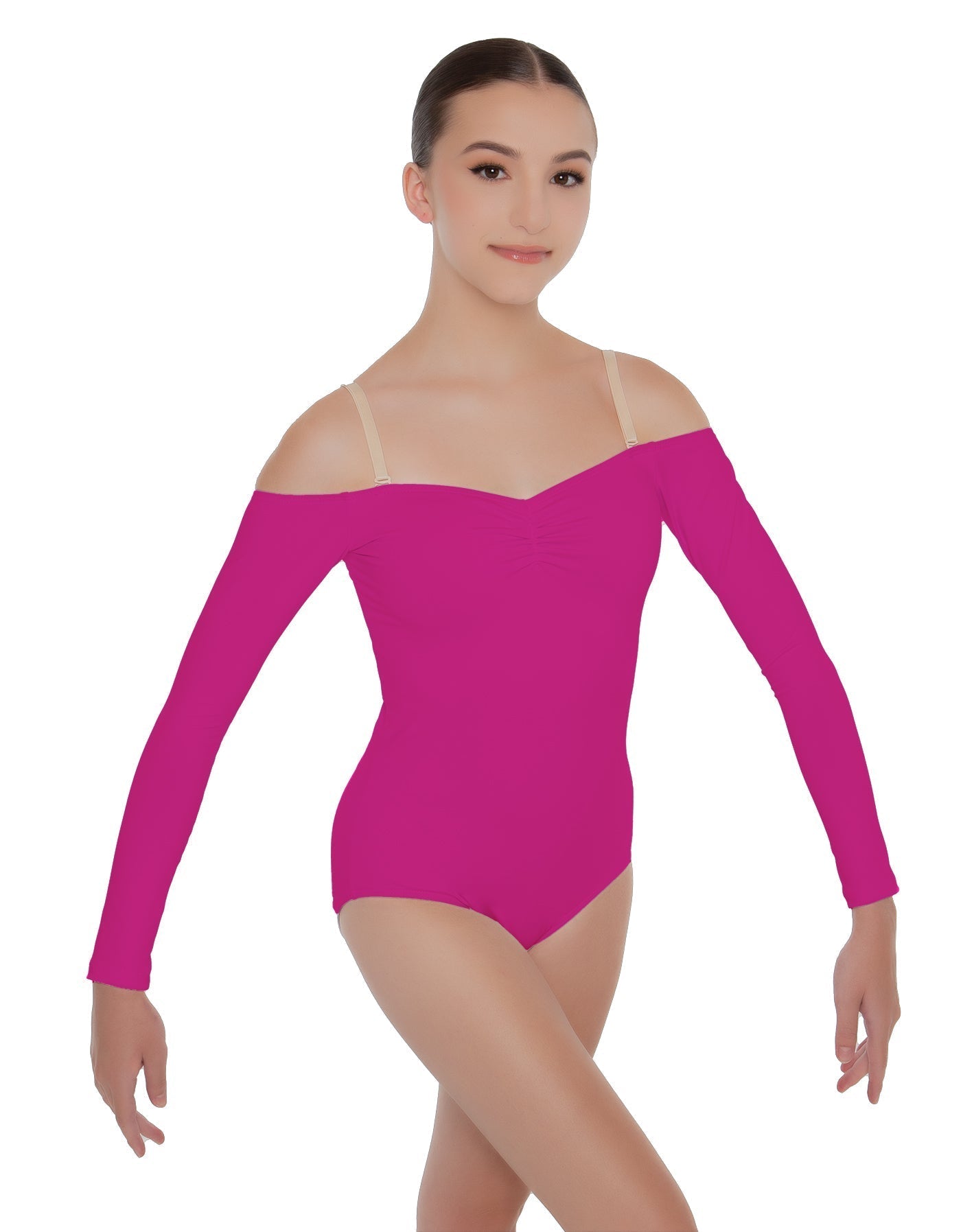 Solid Lycra Off The Shoulder LS Leotard