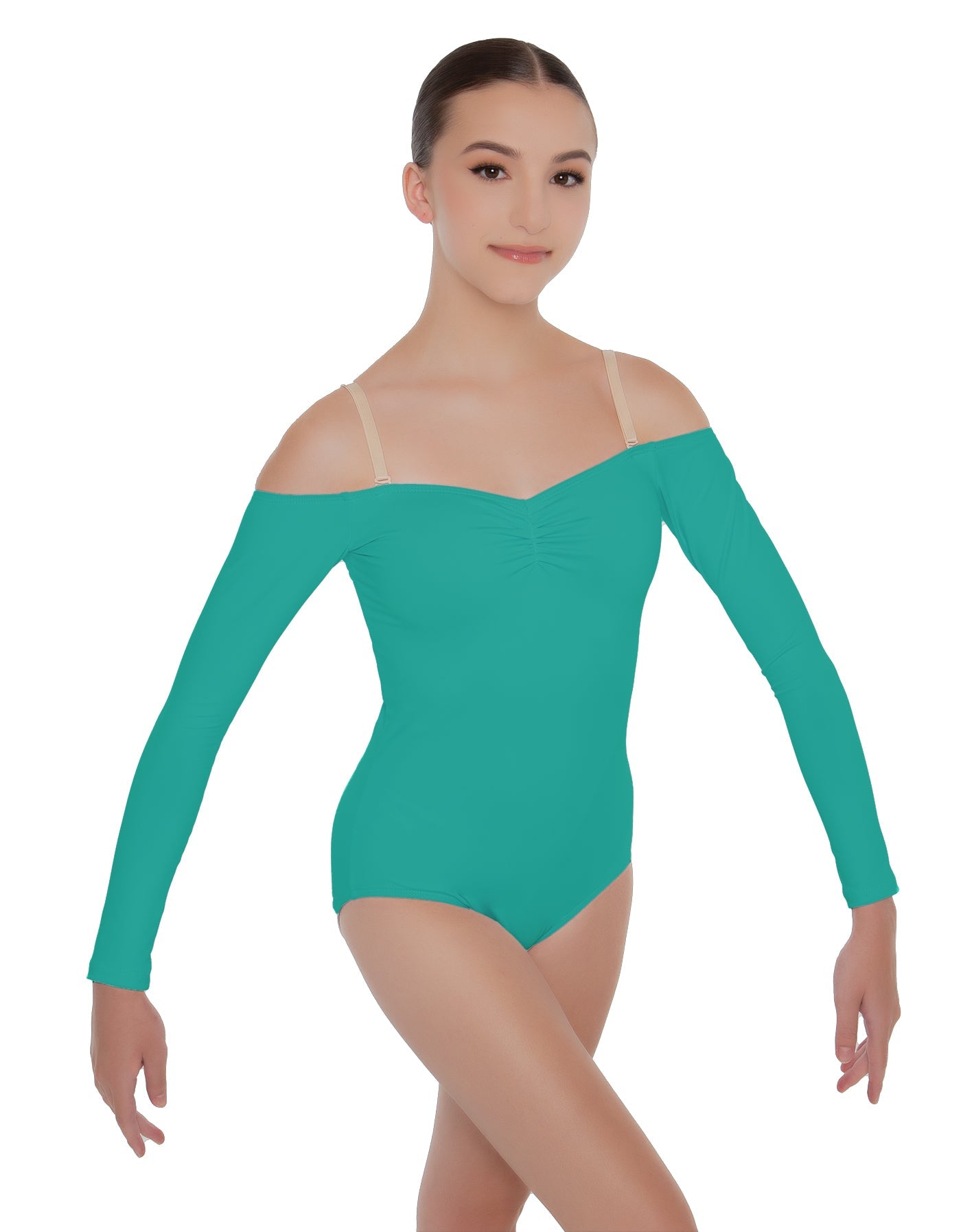 Solid Lycra Off The Shoulder LS Leotard