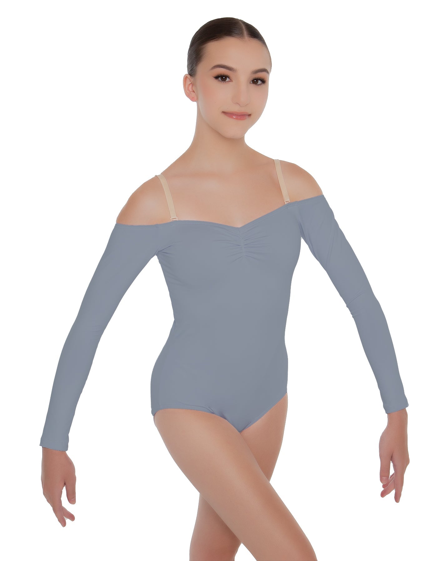 Solid Lycra Off The Shoulder LS Leotard