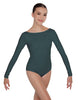 Solid Lycra LS Boatneck Open Back Leotard